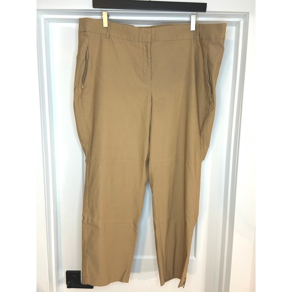 Lane Bryant Tan Ankle Pants Womens 24 Professional Side Zip Pockets Stretch Work